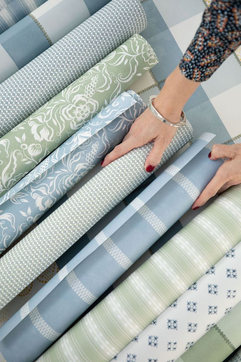 ÅL check Wallpaper- Dusty Blue