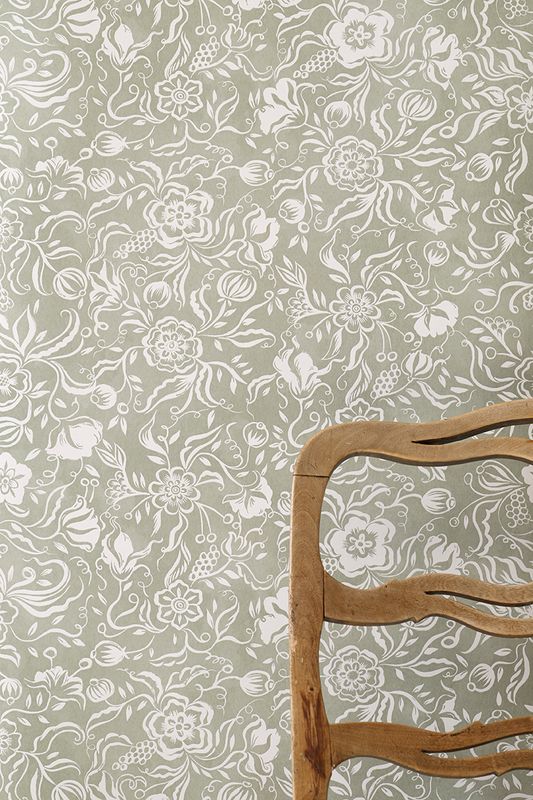Numedal Flowers Wallpaper- Sage Green